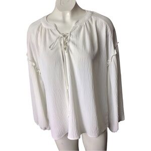Vestique White Lace-Up Blouse Boho Blouse size small